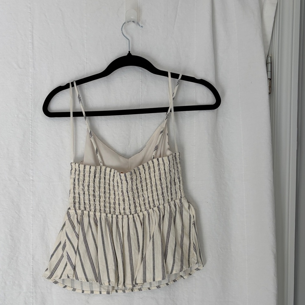 Monteau Cream and Navy Striped Peplum Cami - Picture 4 of 4